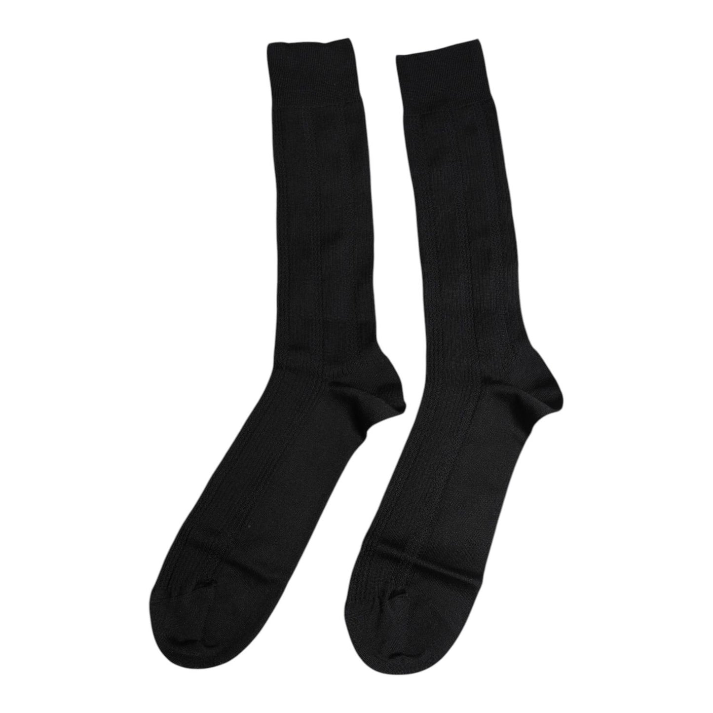 Dolce & Gabbana Black Stretch Logo Mid Calf Men Socks SCS2235-L