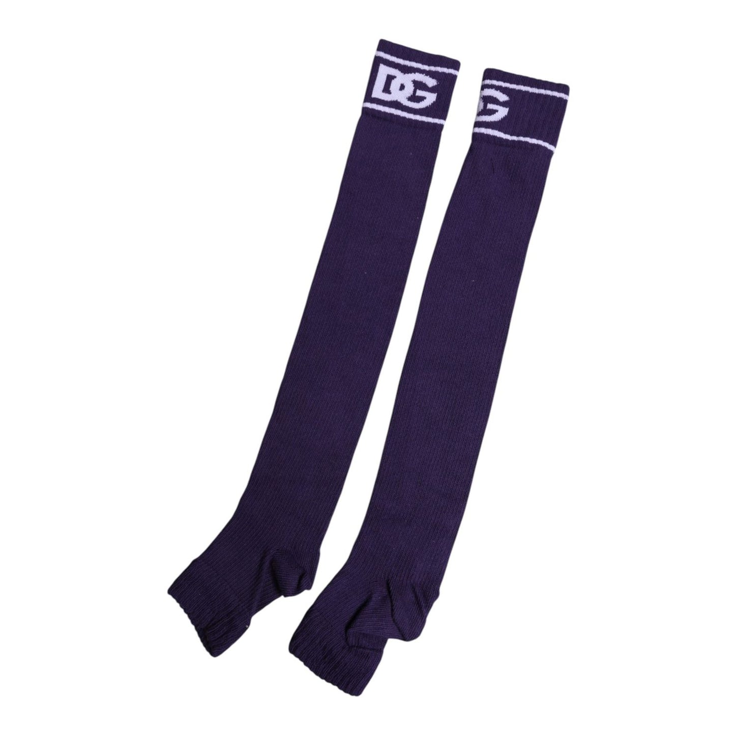 Dolce & Gabbana Purple Cotton DG Logo Print Open Toe Socks SCS2242