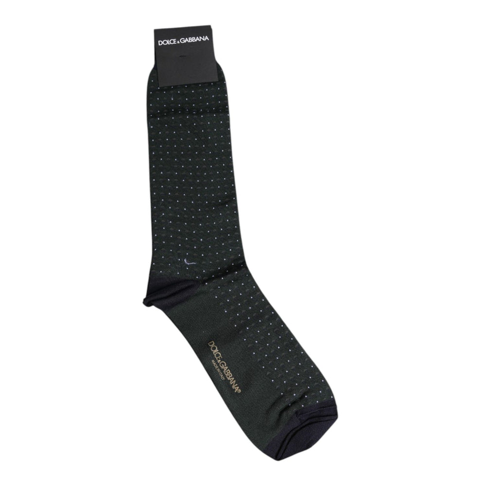 Dolce & Gabbana Black Polka Dots Cotton Mid Calf Socks SCS2200-L