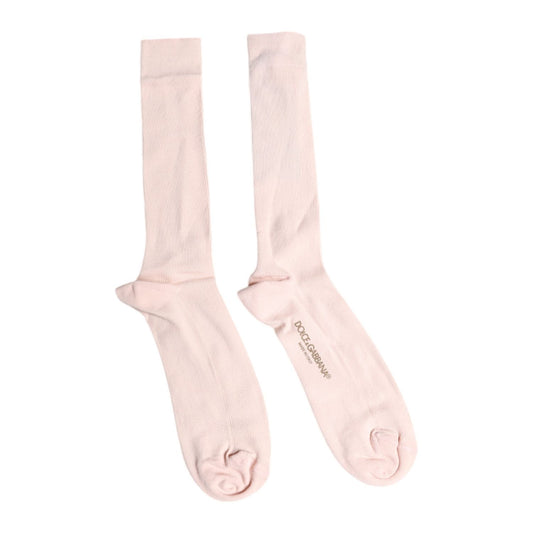 Dolce & Gabbana Ivory Cotton Stretch Logo Over Calf Socks SCS2214-L