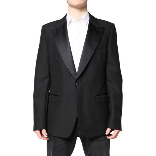 Dolce & Gabbana Black Wool Single Breasted Coat Blazer JKT4112-54