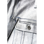 Dolce & Gabbana Silver Cotton Button Down Denim Biker Jacket