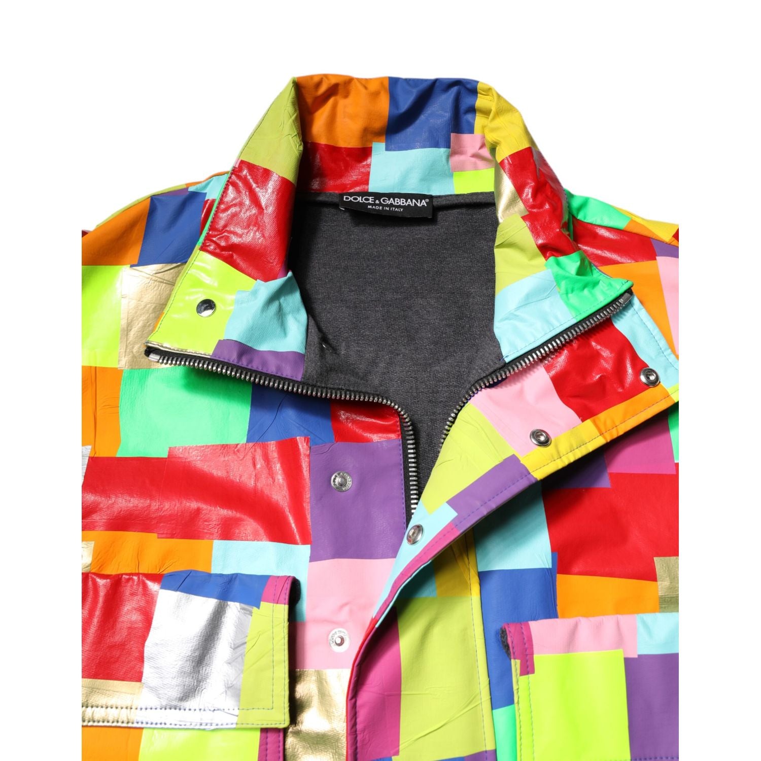 Dolce & Gabbana Multicolor Cotton Full Zip Men Biker Jacket