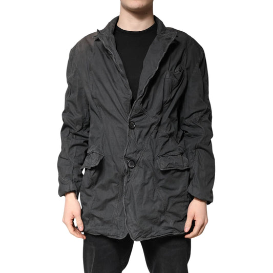 Dolce & Gabbana Black Solid Cotton Collared Coat Jacket JKT41355-48