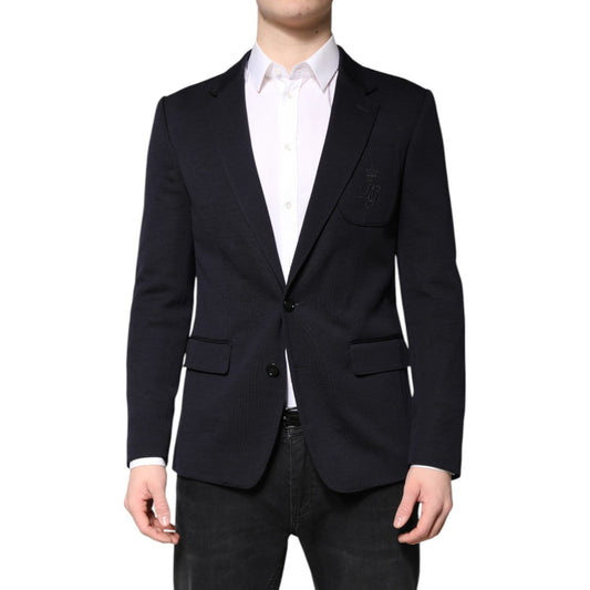 Dolce & Gabbana Black Wool Single Breasted Coat Suit Blazer