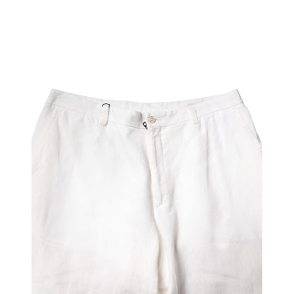 Dolce & Gabbana White Linen Mid Waist Men Dress Pants
