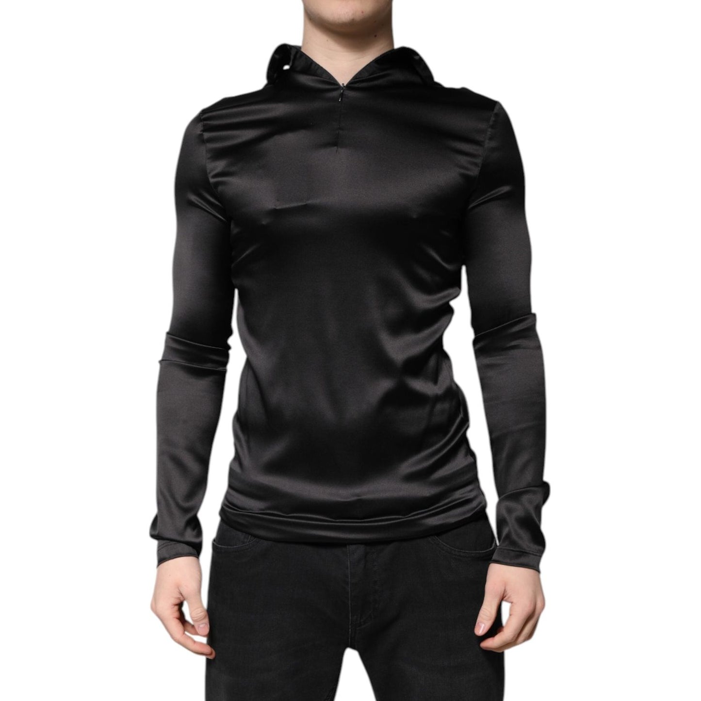 Dolce & Gabbana Black Silk Turtleneck Men Pullover Sweater TSH90185-50