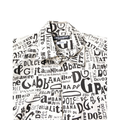 Dolce & Gabbana White Black Logo MARTINI Men Casual Shirt