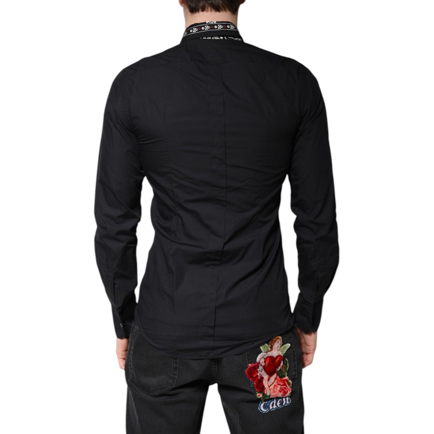 Dolce & Gabbana Black White Bandana GOLD Formal Dress Shirt