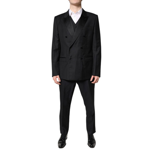 Dolce & Gabbana Black Double Breasted Formal 3 Piece Suit KOS2270-52