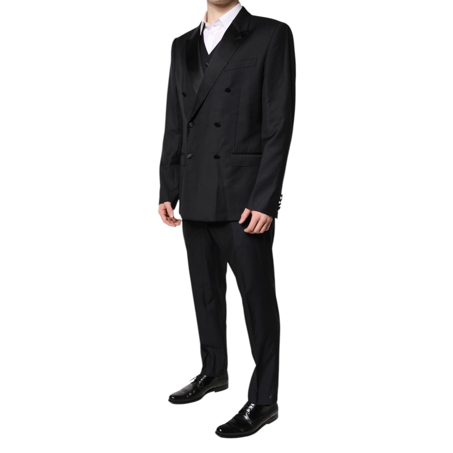 Dolce & Gabbana Black Double Breasted Formal 3 Piece Suit