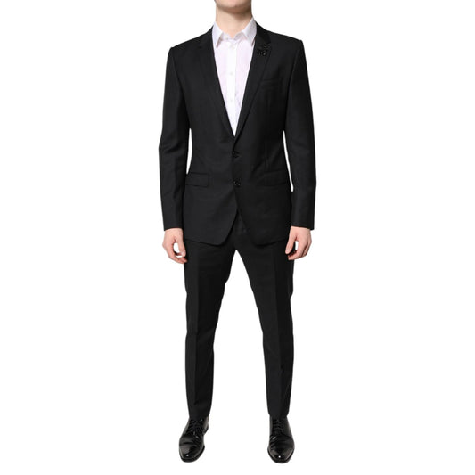 Dolce & Gabbana Black Wool Single Breasted 2 Piece Suit KOS2274-48