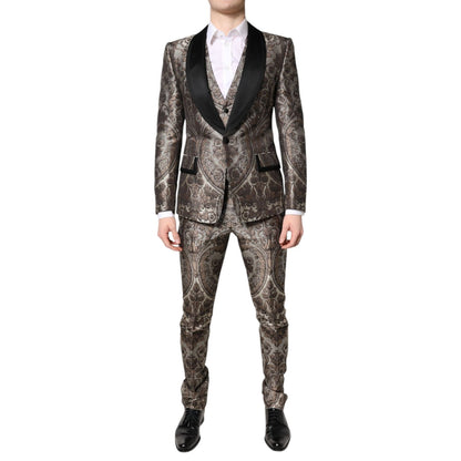 Dolce & Gabbana Multicolor Jacquard Single Breasted 3 Piece Suit