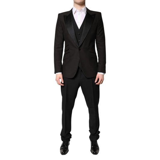 Dolce & Gabbana Black Single Breasted Formal 3 Piece Suit KOS2297-52