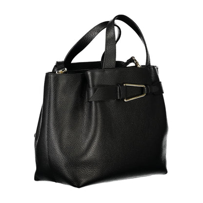 Coccinelle Black Leather Women Handbag with sleek handles and adjustable strap