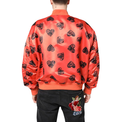 Dolce & Gabbana Orange DG Heart Full Zip Men Bomber Jacket