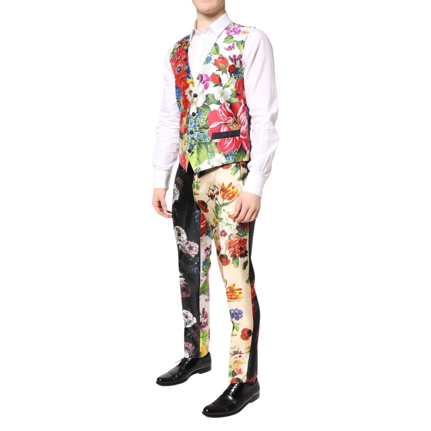 Dolce & Gabbana Multicolor Floral SICILIA Silk 3 Piece Suit