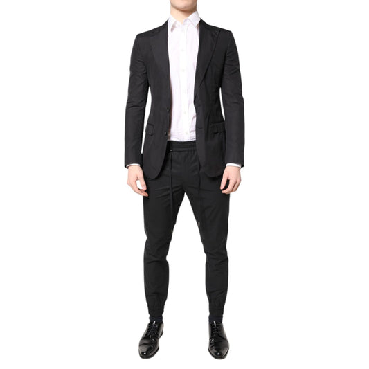Dolce & Gabbana Black Cotton TAORMINA Formal 2 Piece Suit