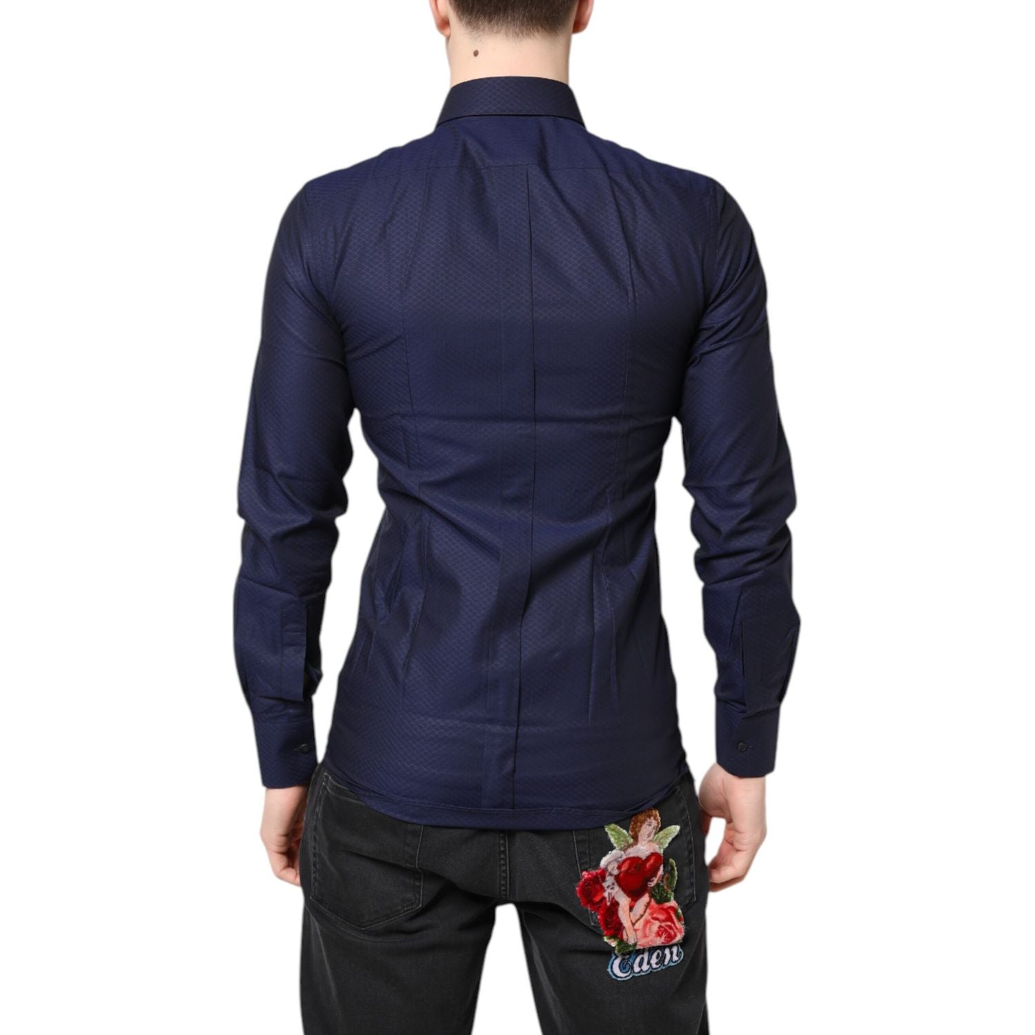 Dolce & Gabbana Blue GOLD Cotton Long Sleeves Men Dress Shirt