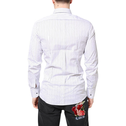Dolce & Gabbana White Stripes GOLD Cotton Formal Shirt