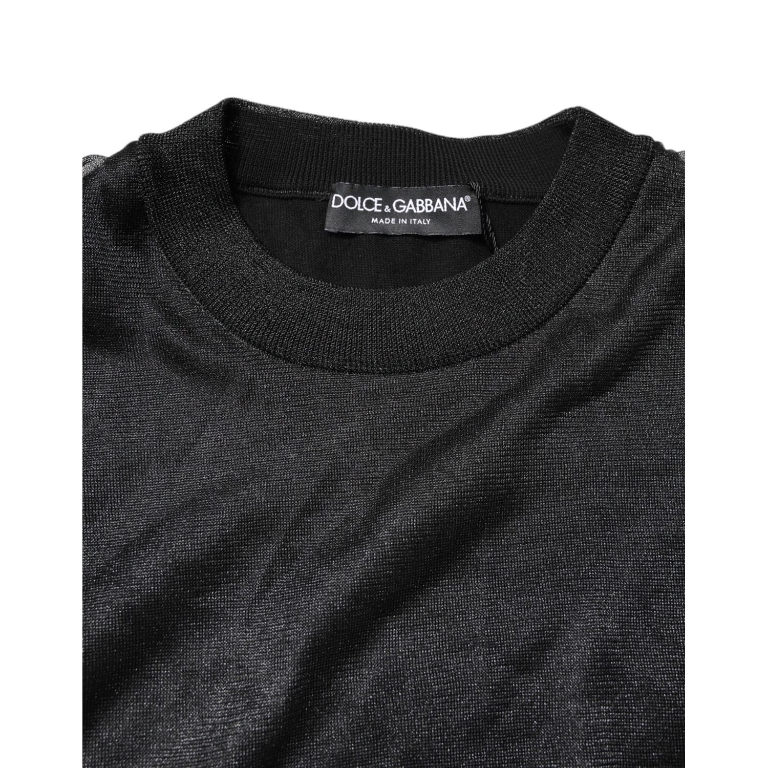Dolce & Gabbana Black Logo Knitted Crewneck Pullover Sweater