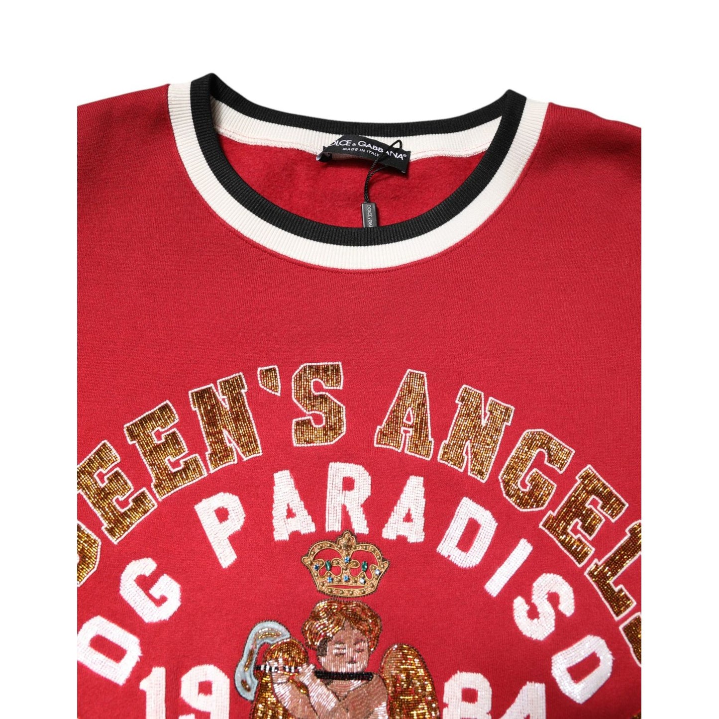 Dolce & Gabbana Red Sequin Knit Pullover Sweatshirt Sweater