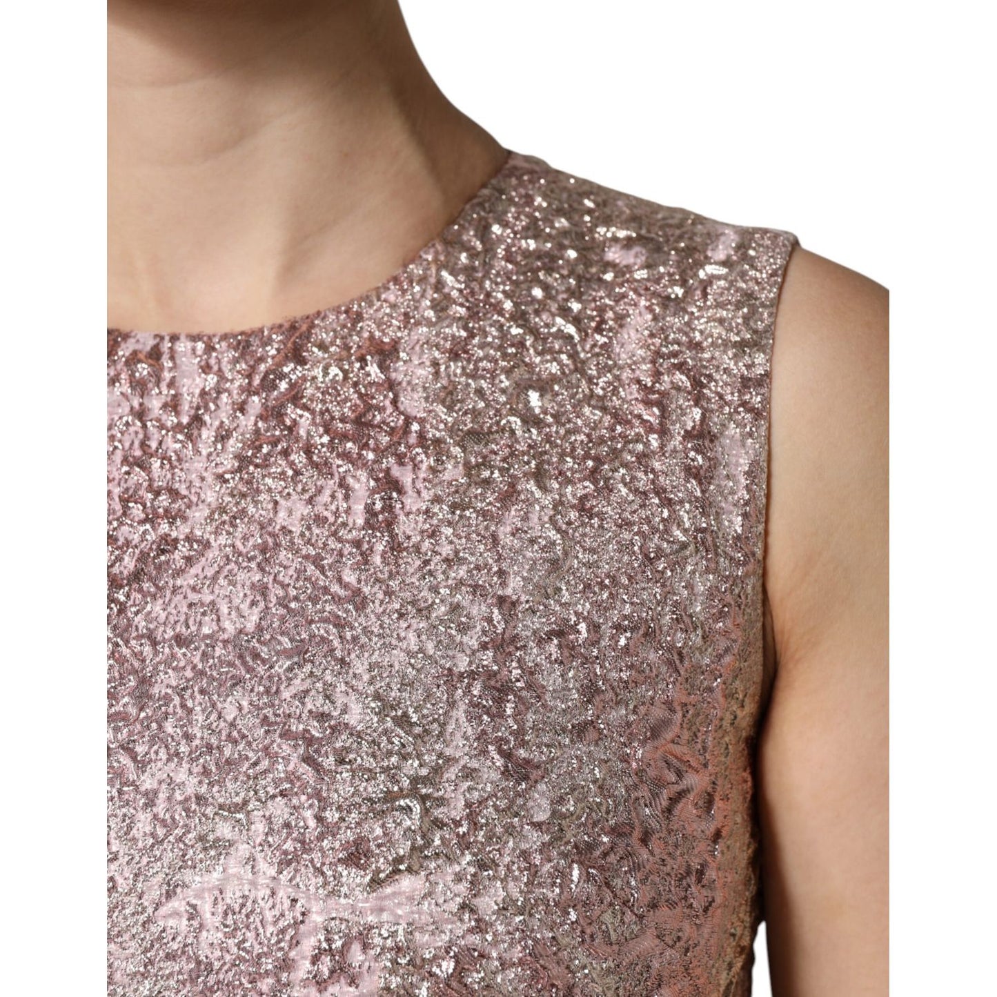 Dolce & Gabbana Pink Jacquard Sleeveless Sheath Mini Dress