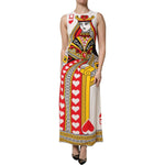 Dolce & Gabbana White Queen Of Hearts Sleeveless Maxi Dress DR81662-38