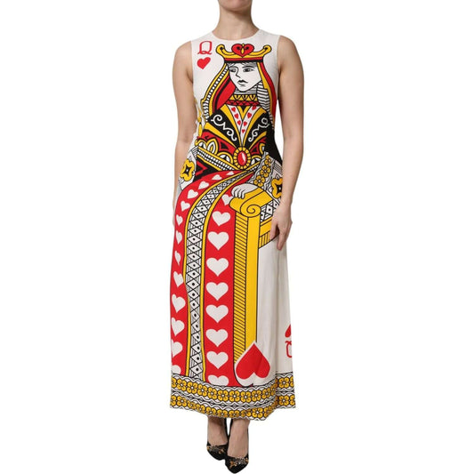 Dolce & Gabbana White Queen Of Hearts Sleeveless Maxi Dress DR81662-38