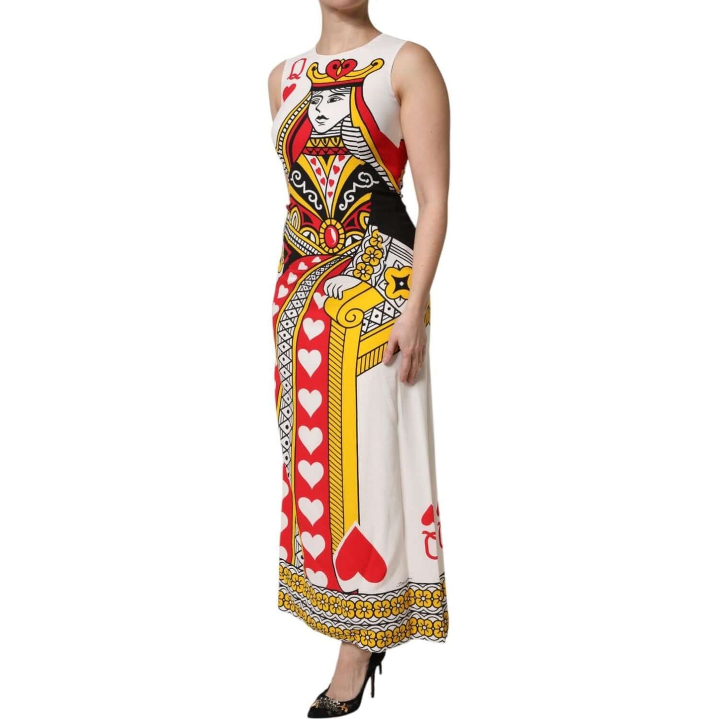 Dolce & Gabbana White Queen Of Hearts Sleeveless Maxi Dress DR81662-38