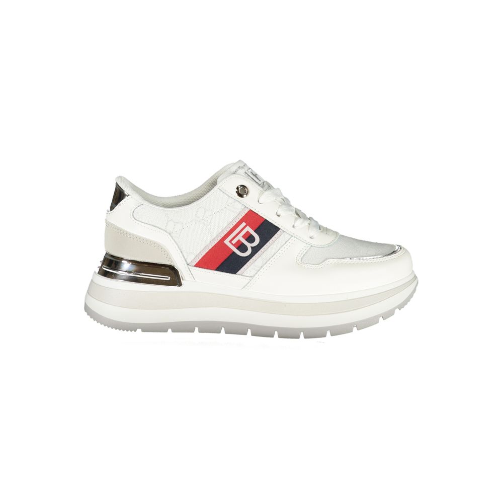 Laura Biagiotti White Polyester Women Sneaker with logo and contrasting details.