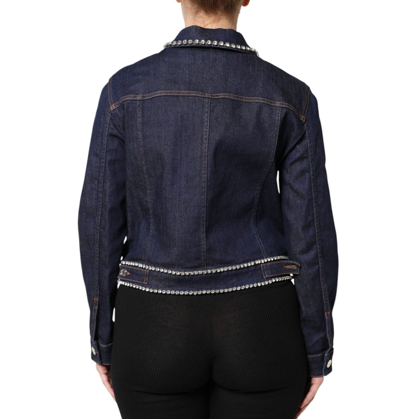 Dolce & Gabbana Blue Denim Cotton Crystal Embellished Jacket
