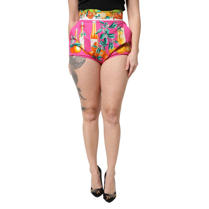 Dolce & Gabbana Pink Printed High Waist Hot Pants Shorts