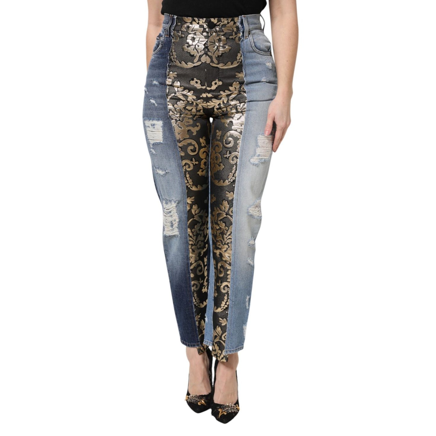 Dolce & Gabbana Multicolor Patchwork High Waist Denim Jeans