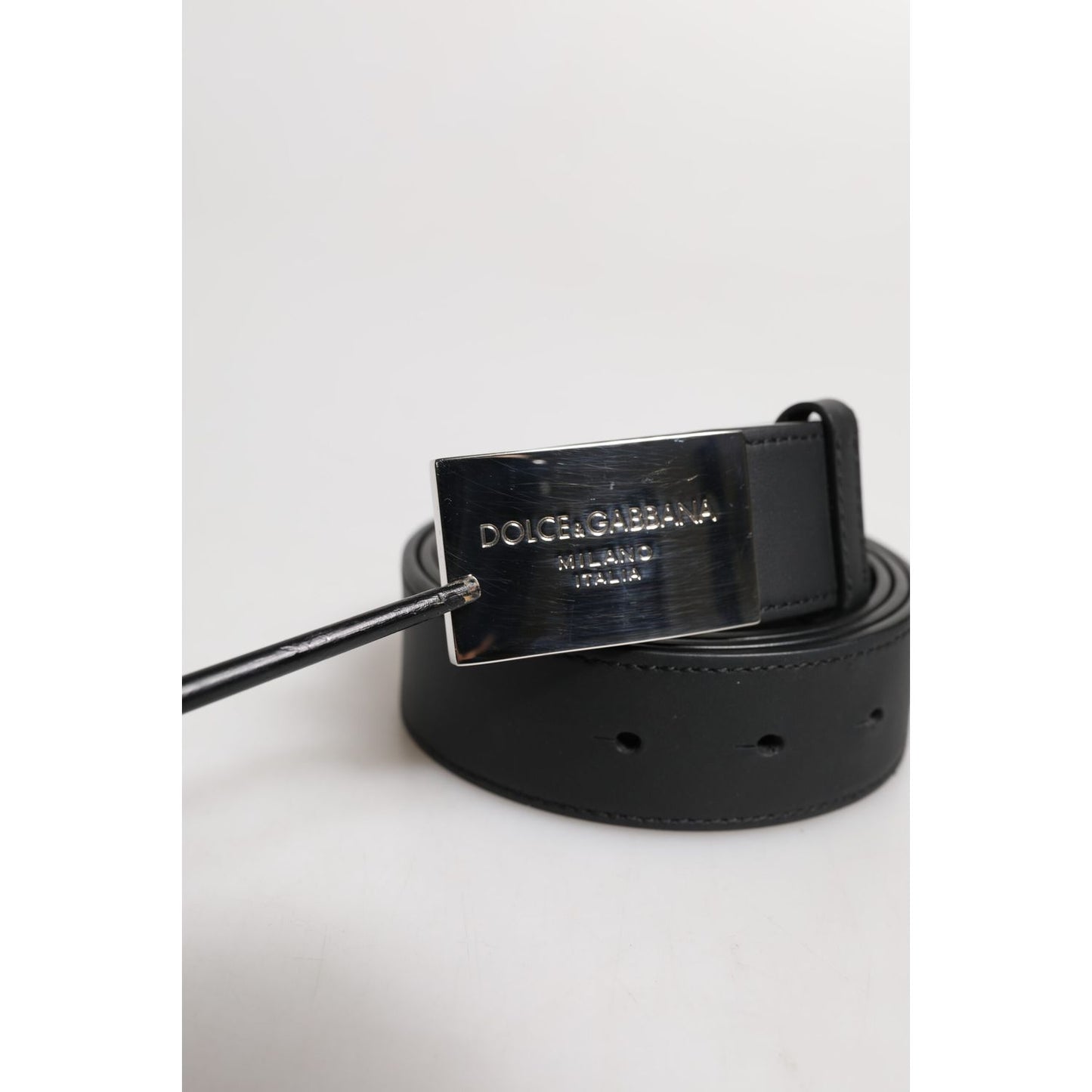 Dolce & Gabbana Black Classic Silver Metal Logo Buckle Belt