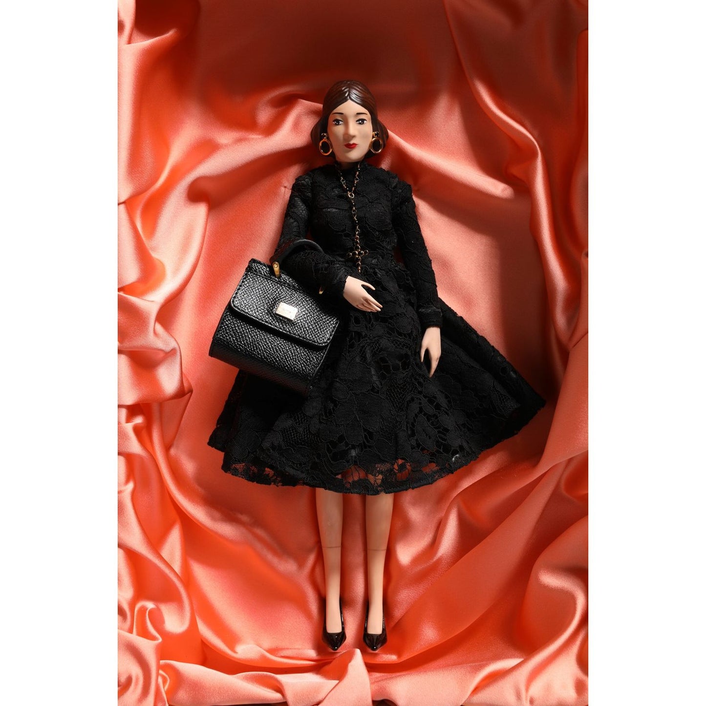Dolce & Gabbana Black Dress Ceramic Porcelain Fashion Leather Sicily Dolls