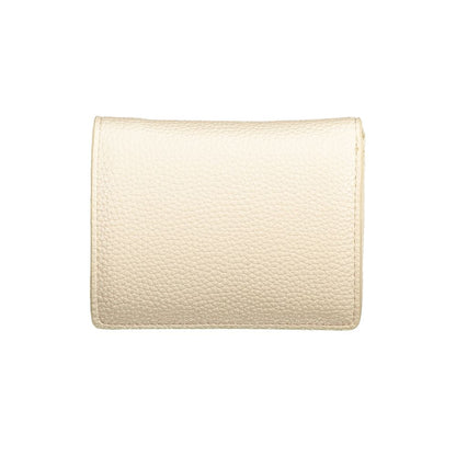 Mario Valentino Beige Polyethylene Wallet with coin purse, card spaces, automatic closure, and logo made from recycled materials.