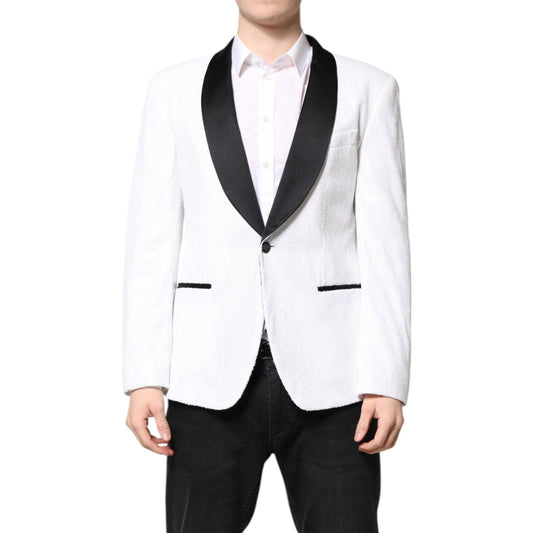 Dolce & Gabbana White Nylon Single Breasted Coat Blazer