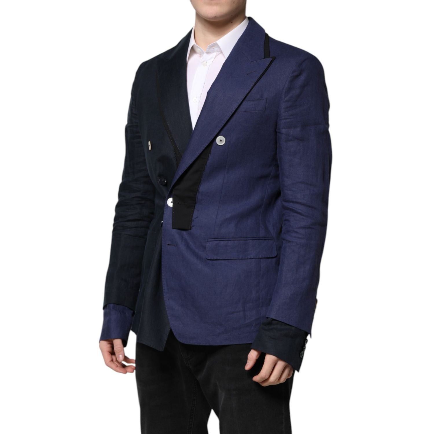 Dolce & Gabbana Navy Blue Double Breasted Suit Coat Blazer
