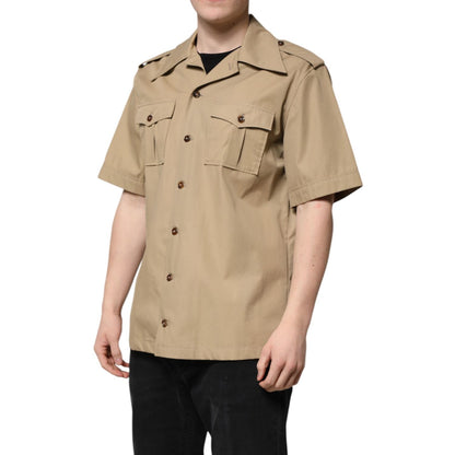 Dolce & Gabbana Brown Graphic Print Short Sleeves Shirt