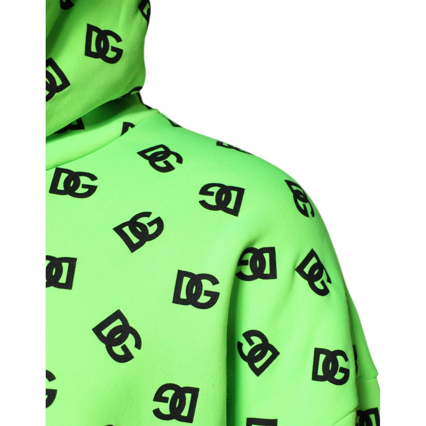 Dolce & Gabbana Green Polyester DGLogo Print Hooded Sweater
