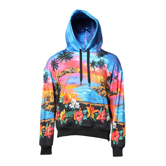 Dolce & Gabbana Multicolor Print Hooded Sweatshirt Sweater TSH90270-52