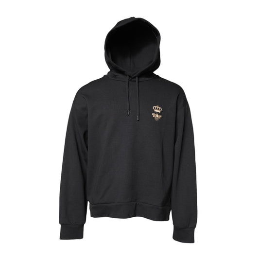 Dolce & Gabbana Black Bee Crown Embroidery Hooded Sweater TSH90279-54