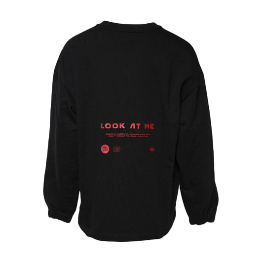 Dolce & Gabbana Black Cotton Graphic Print Pullover Sweater TSH90290-52