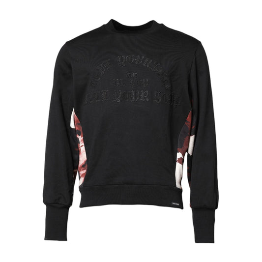 Dolce & Gabbana Black Embroidered Crew Neck Pullover Sweater TSH90301-50