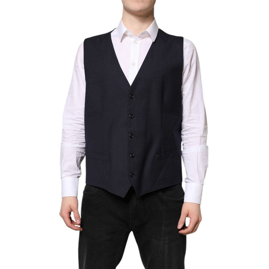 Dolce & Gabbana Black Wool Waistcoat Dress Formal Vest TSH87809-56
