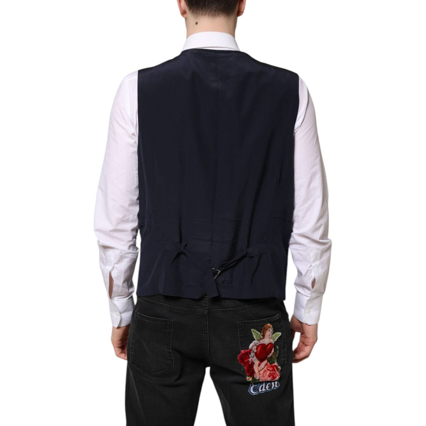 Dolce & Gabbana Black Wool Waistcoat Dress Formal Vest TSH87809-56