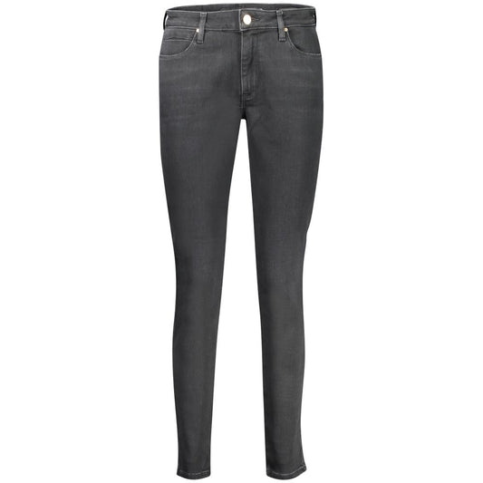 Guess Jeans Black Cotton Women Jeans featuring recycled cotton in a classic skinny fit design with 5-pocket style for sustainable fashion.