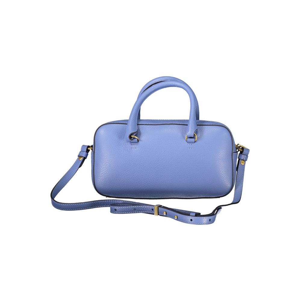 Coccinelle Light Blue Leather Women Handbag with shoulder strap and handles, showcasing elegance and style in premium leather.