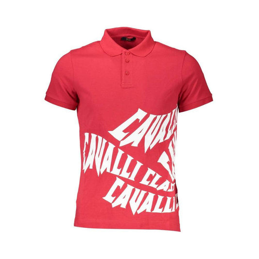 Cavalli Class Red Cotton Polo Shirt